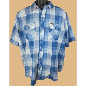 Orvis Mens Short Sleeve Blue Plaid Shirt Large